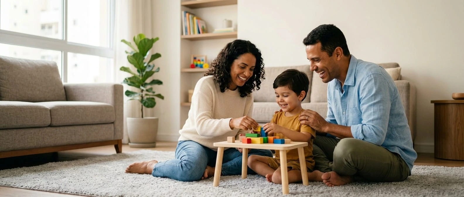 Mãe e filha em ambiente de orientação parental
